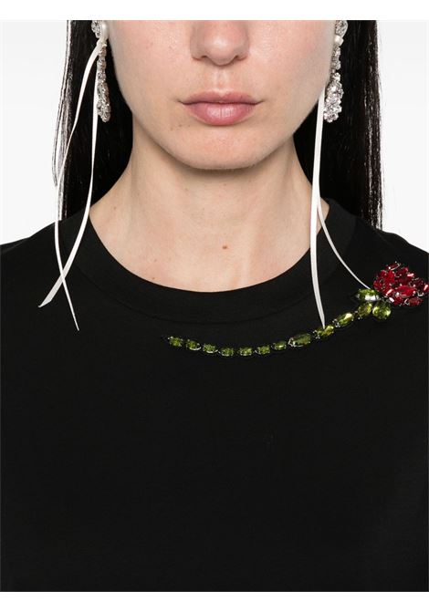 Black flower-embellished T-shirt Simone Rocha - women SIMONE ROCHA | 5342B0553BLKRDMLT